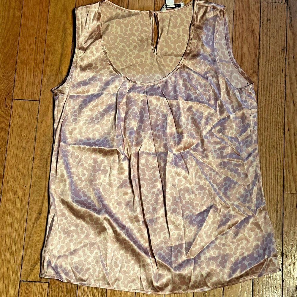 Banana Republic Pink Print Sleeveless Satin Blouse Size Small T35-16‎